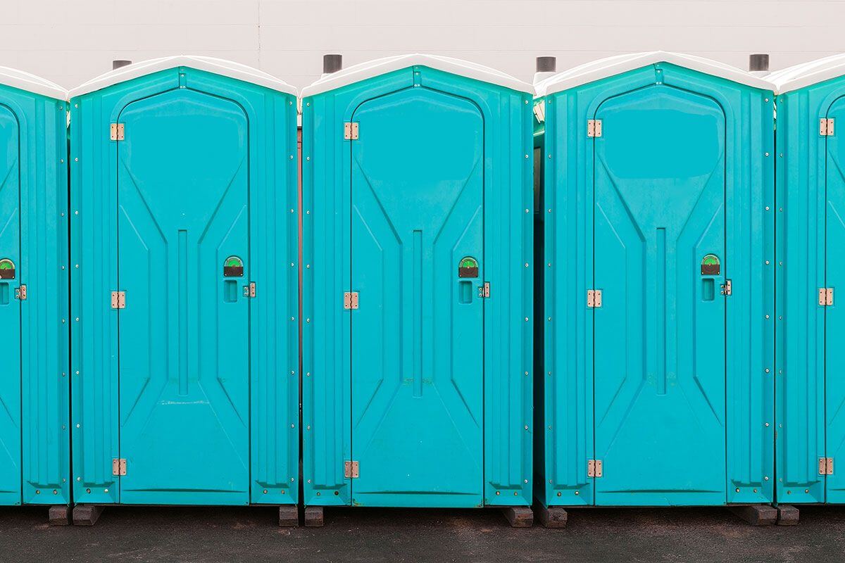 Industrial portable restroom units at a plant in Carlisle, Pennsylvania