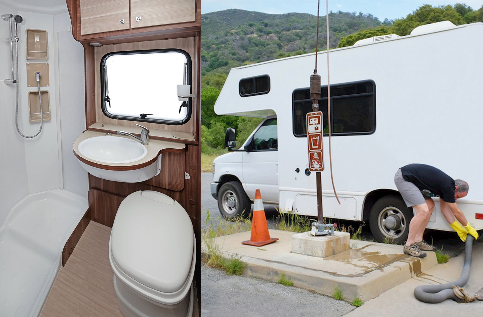 Portable RV/camper toilet and holding tank setup in Carlisle, Pennsylvania